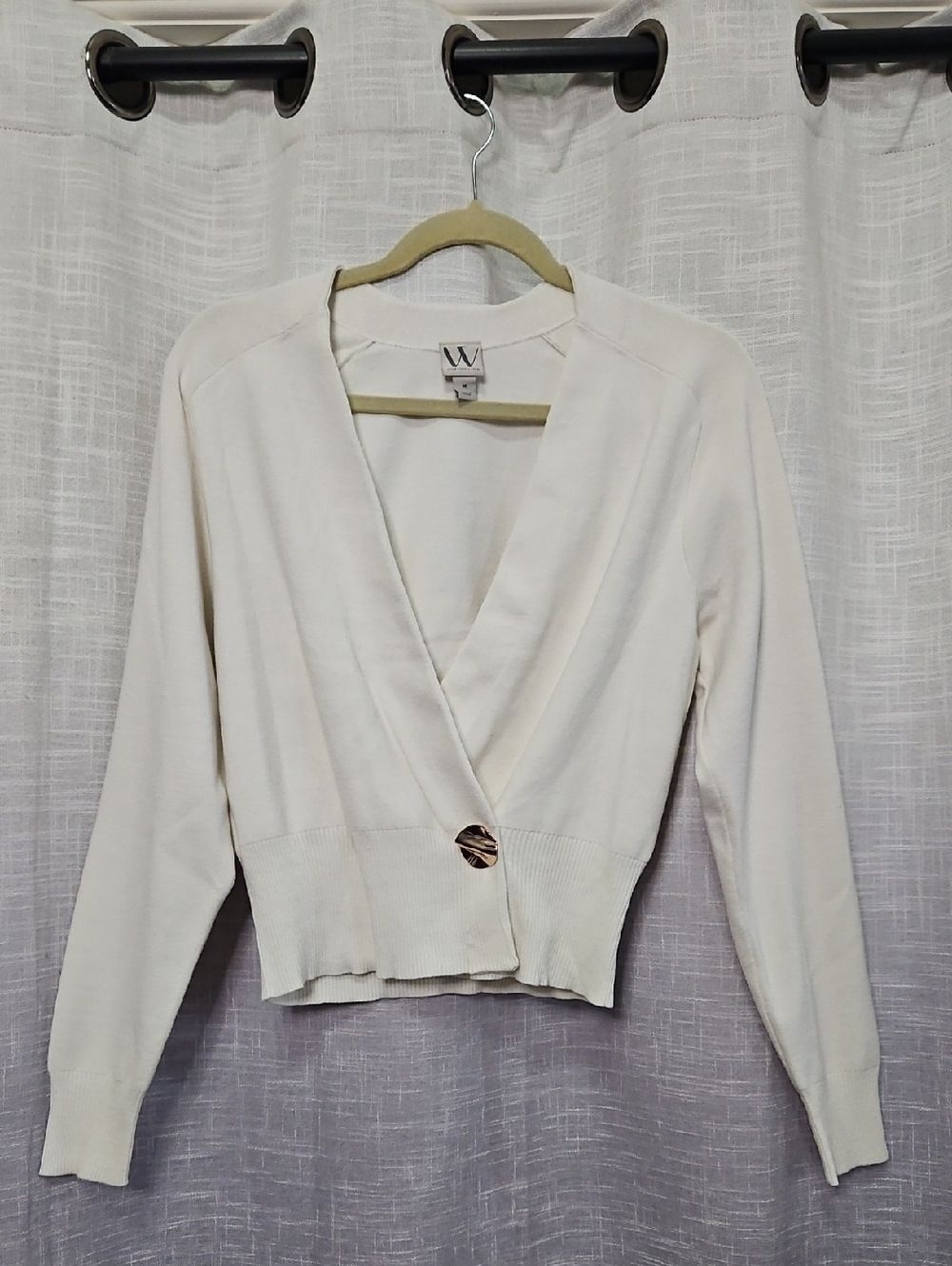 Worthington Wrap-Front Cardigan with Accent Button